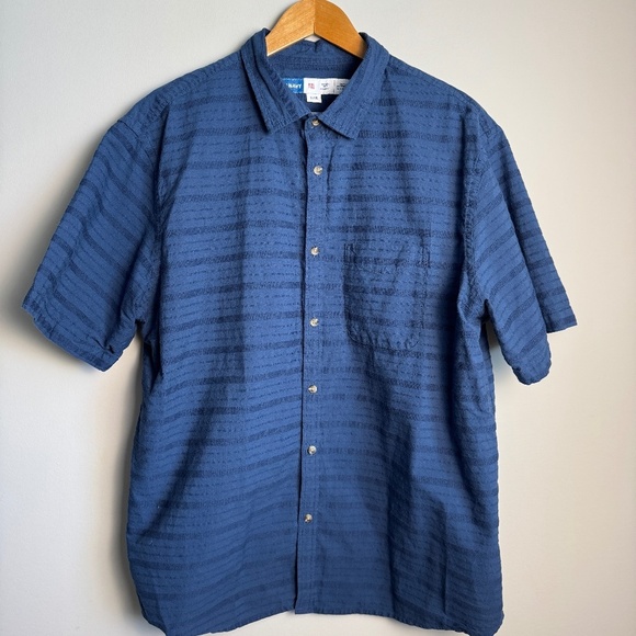 Old Navy Men's Everyday Shirt Textured Short Sleeve Button Up Blue Size XXL - Picture 1 of 13